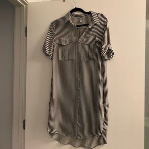 H&M roll-Cuff Striped Shirt Dress
